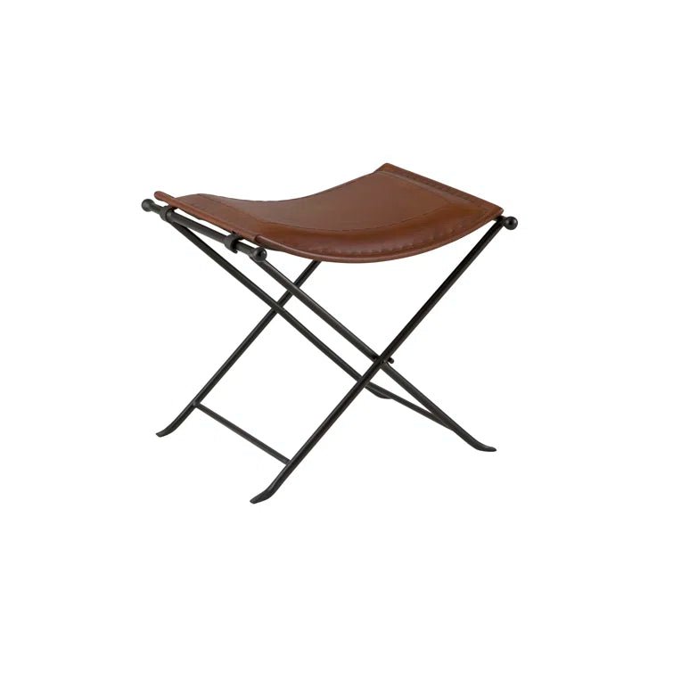 Nardone Genuine Leather Accent Stool - From Where - 