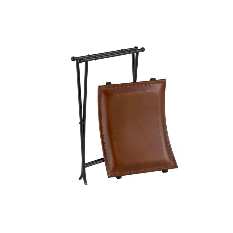 Nardone Genuine Leather Accent Stool - From Where - 