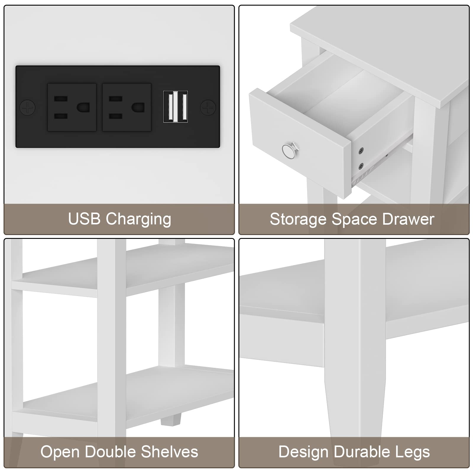 Narrow End Table with Charging Station - From Where Finds - 