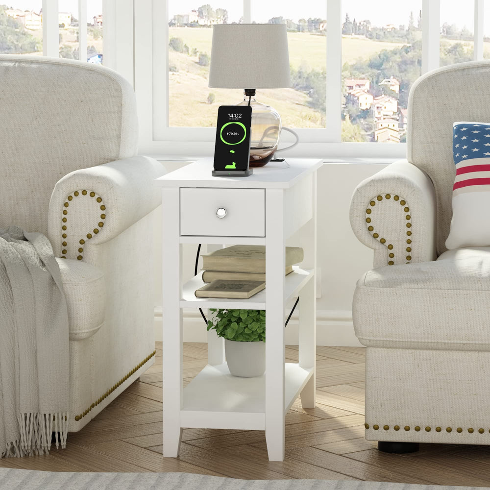 Narrow End Table with Charging Station - From Where Finds - 