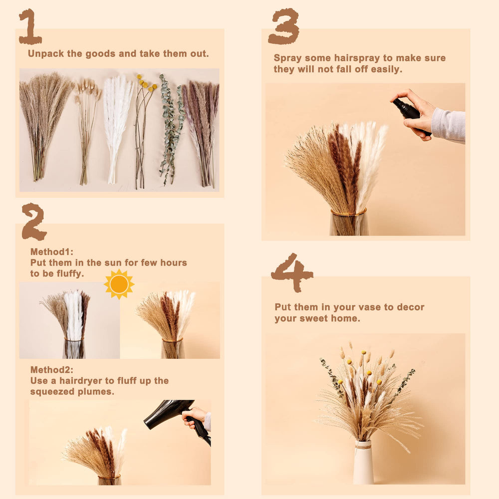 Natural Dried Pampas Grass Bouquet Home Decor - From Where - 