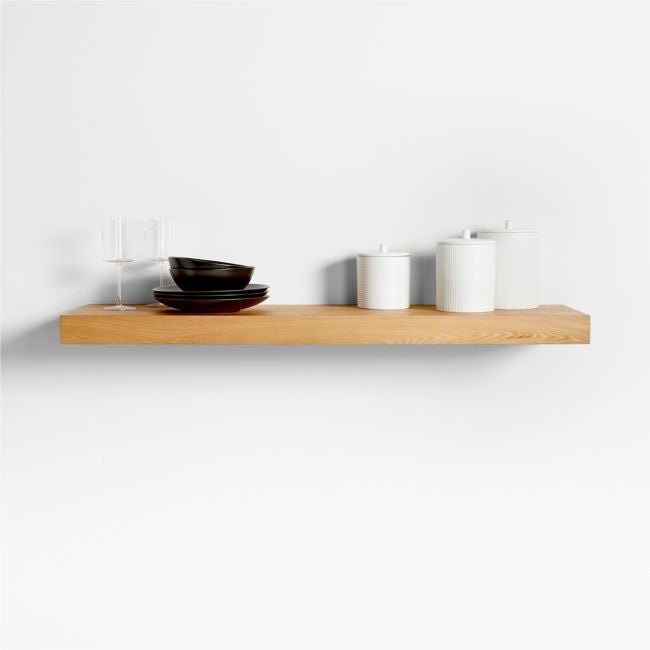 Natural Elm Wood Floating Shelf 48" - From Where - 