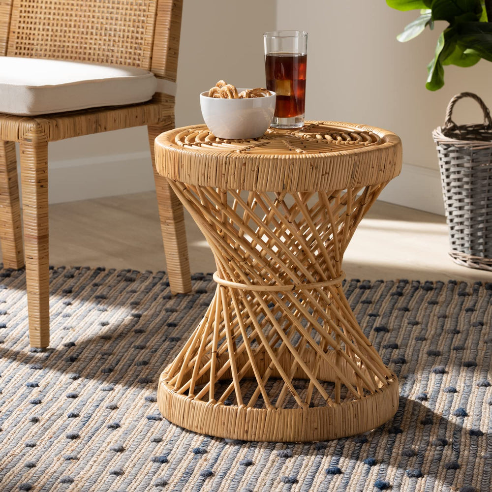 Natural Finished Rattan End Table - From Where - 