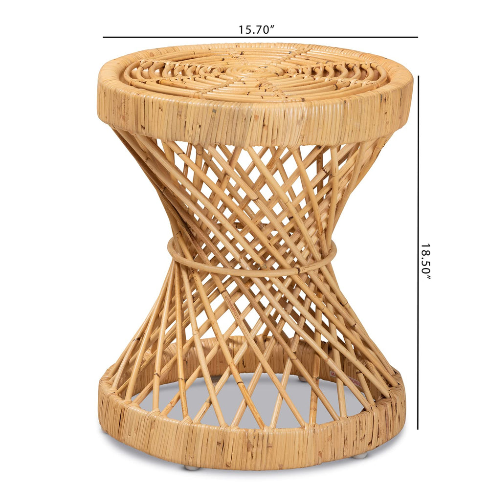 Natural Finished Rattan End Table - From Where - 