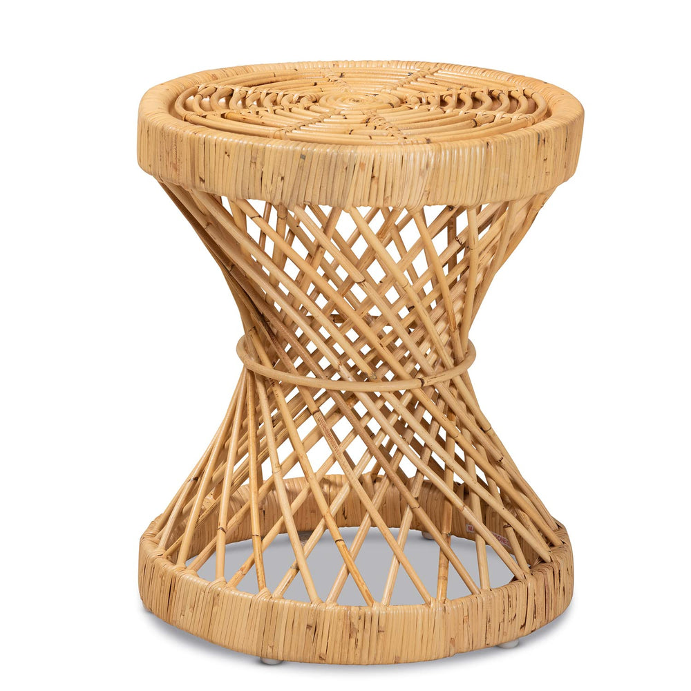 Natural Finished Rattan End Table - From Where - 