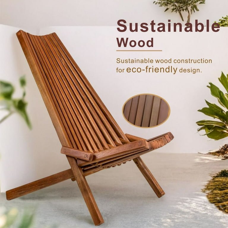 Natural Folding Wood Chair - From Where - 