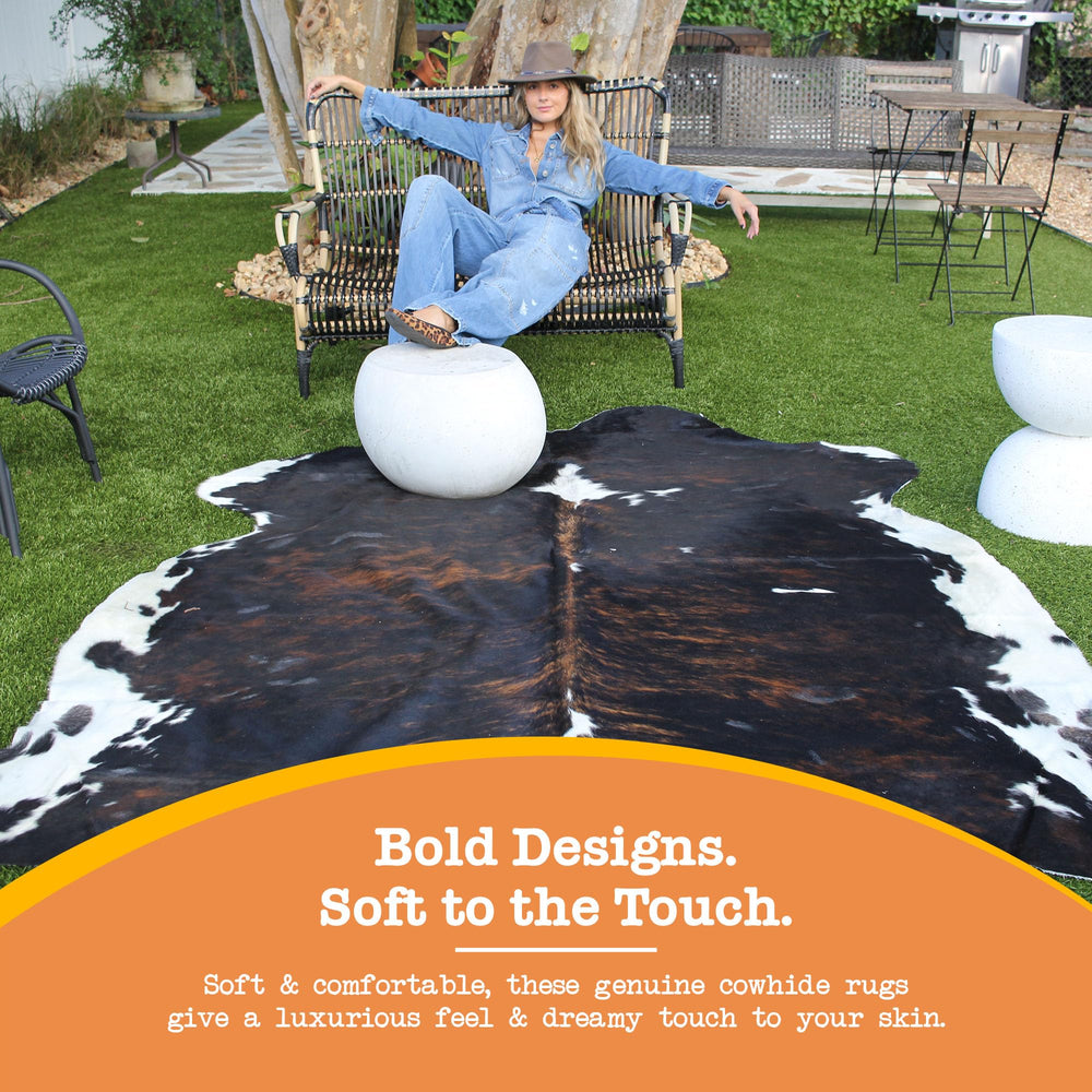 Natural Leather Genuine Cowhide Rug - From Where - 