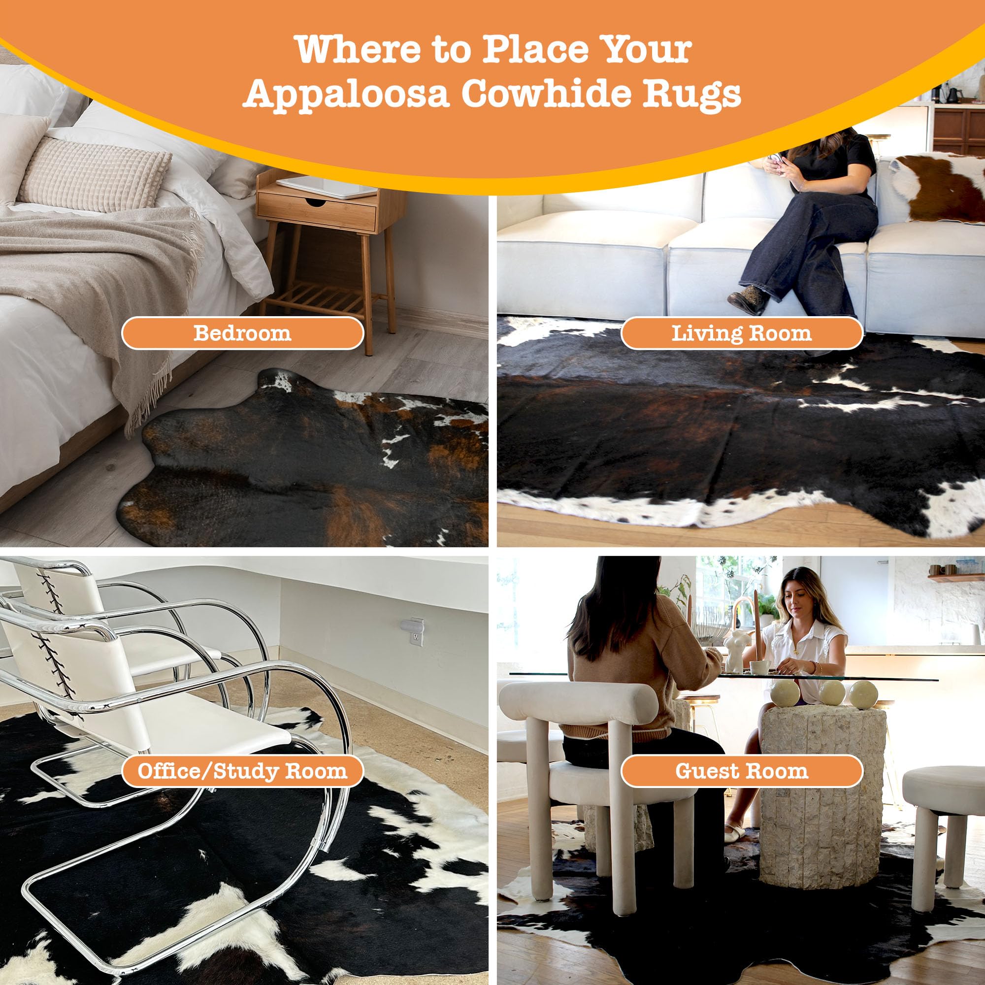 Natural Leather Genuine Cowhide Rug - From Where - 