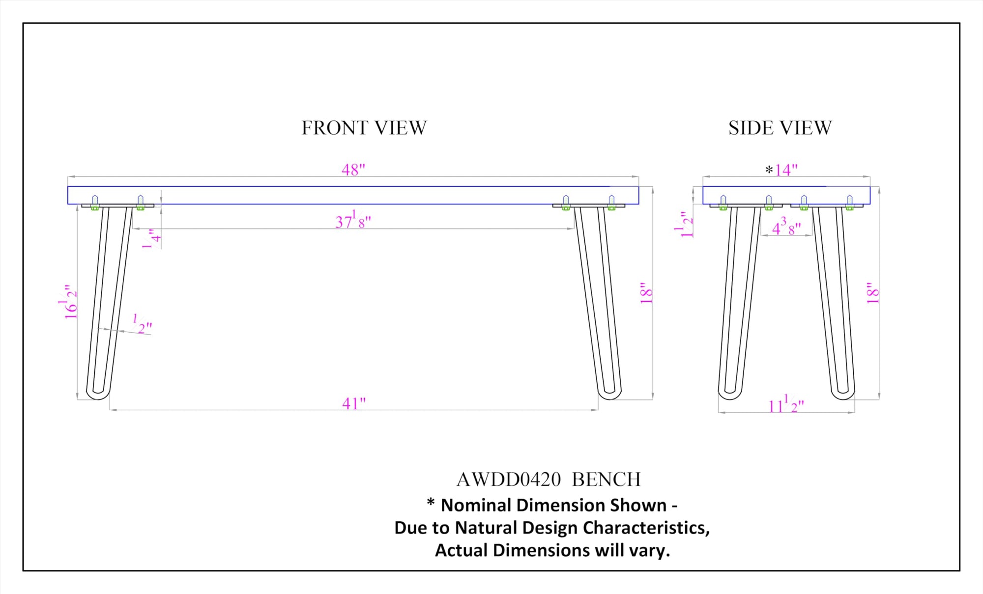 Natural Live Edge Table Bench - From Where - 