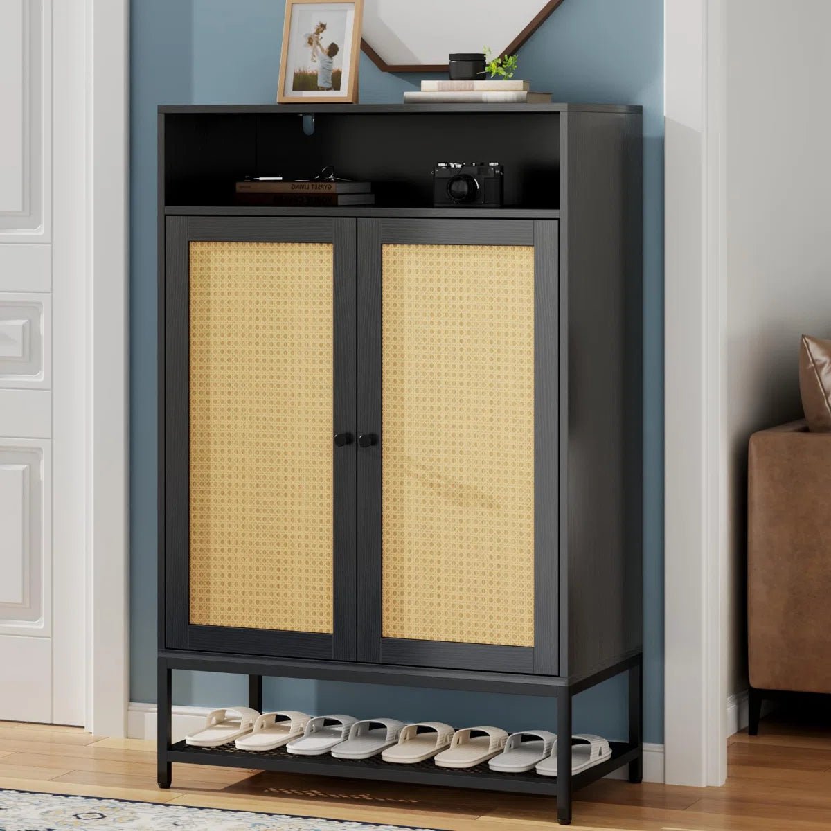 Natural Rattan 7 - Tier Shoe Cabinet - From Where - 