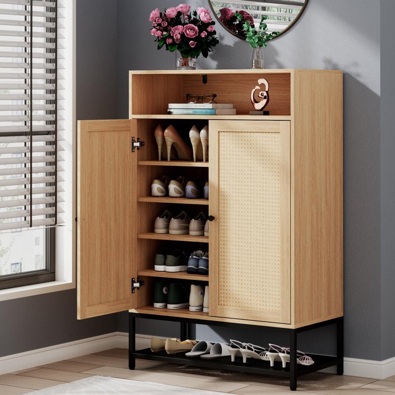 Natural Rattan 7 - Tier Shoe Cabinet - From Where - 
