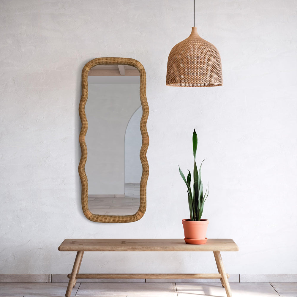 Natural Rattan Wavy Mirror - From Where - 