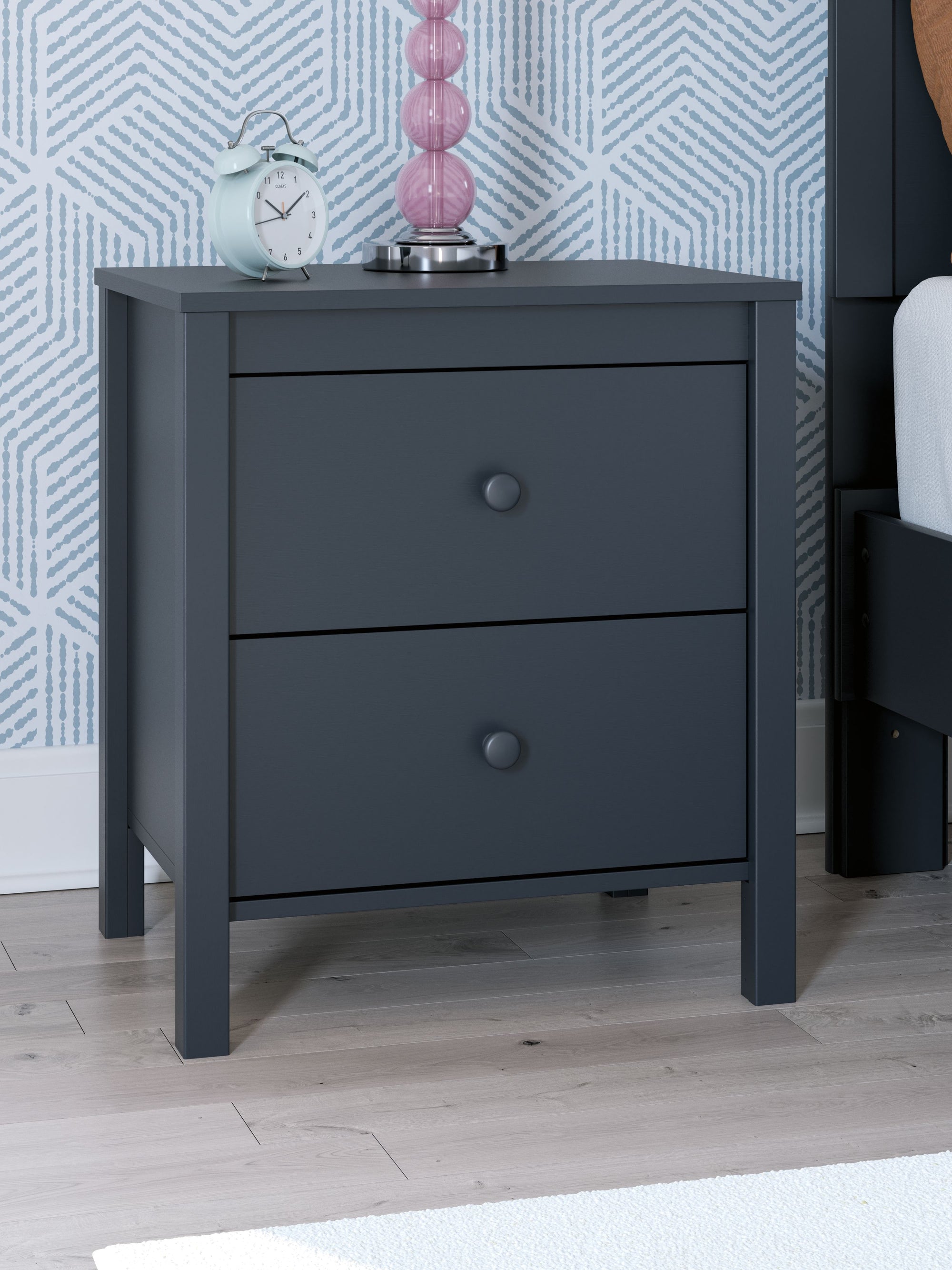 Navy Blue Two Drawer Night Stand - From Where - 