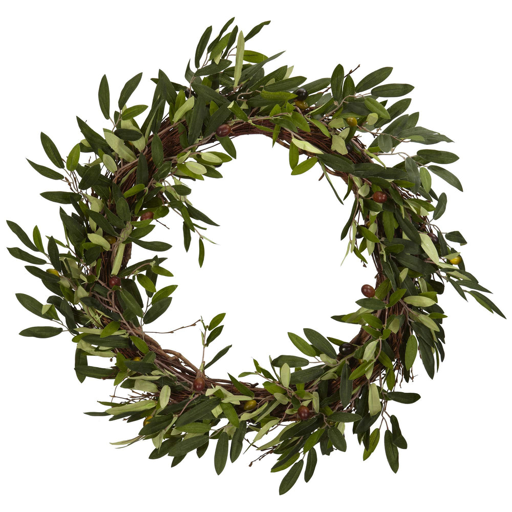 Nearly Natural 20in. Artificial Olive Wreath - From Where - 