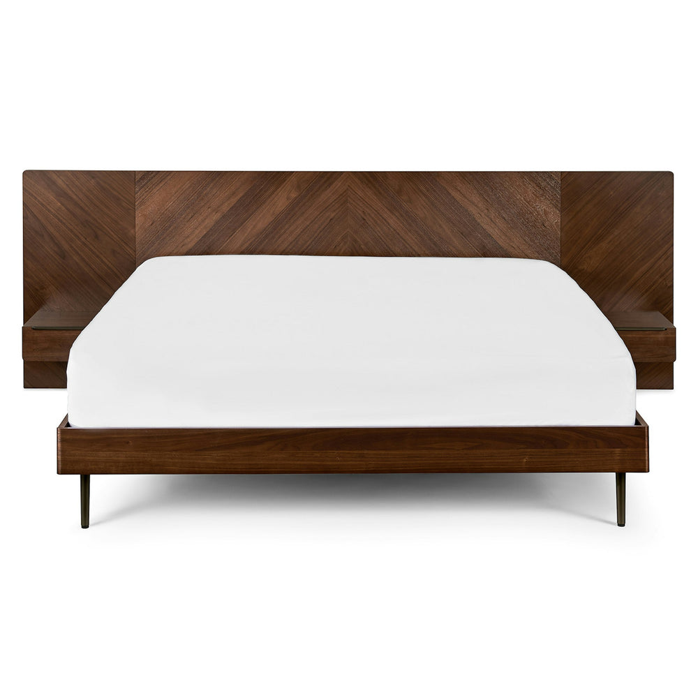 Nera King Low Profile Bed with Nightstands Set - Walnut - From Where - Bedroom