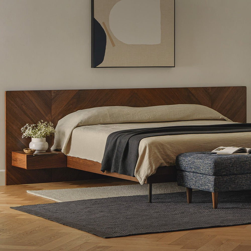 Nera King Low Profile Bed with Nightstands Set - Walnut - From Where - Bedroom