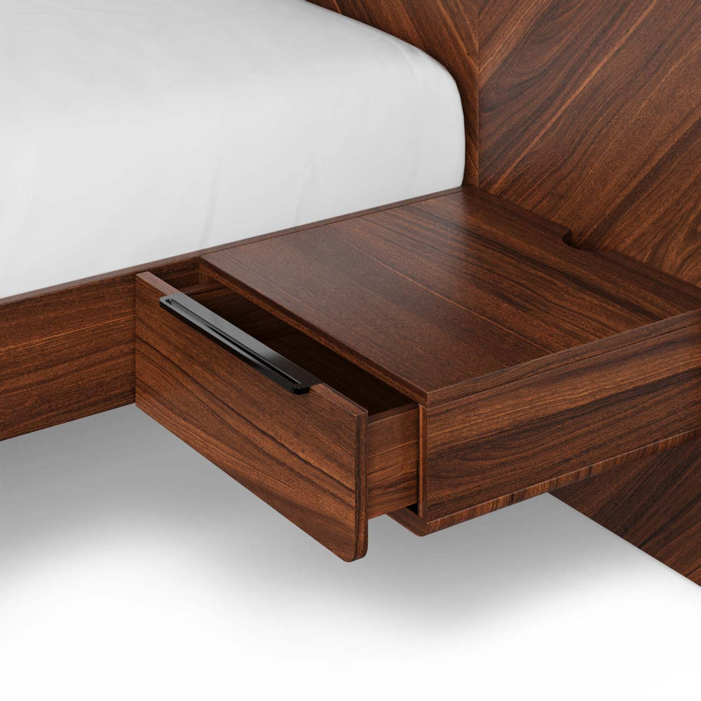 Nera King Low Profile Bed with Nightstands Set - Walnut - From Where - Bedroom
