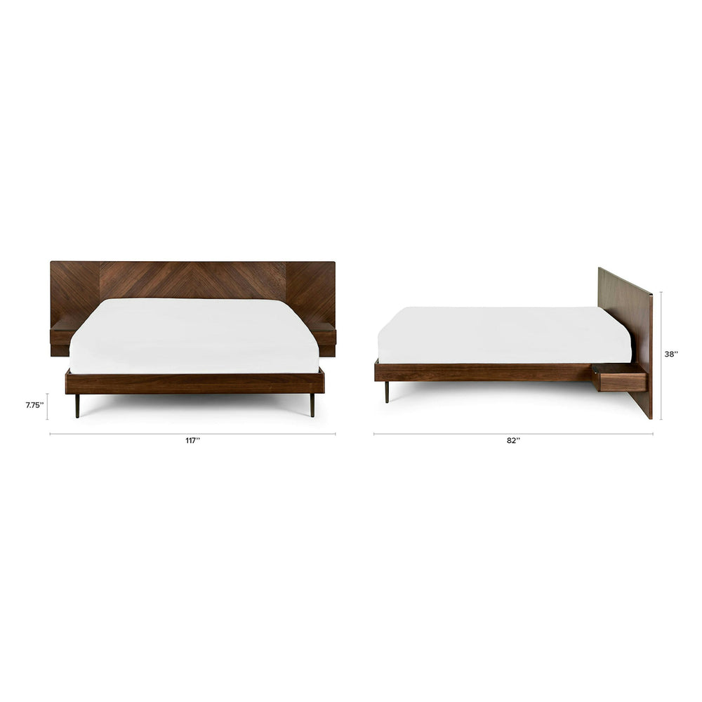 Nera King Low Profile Bed with Nightstands Set - Walnut - From Where - Bedroom