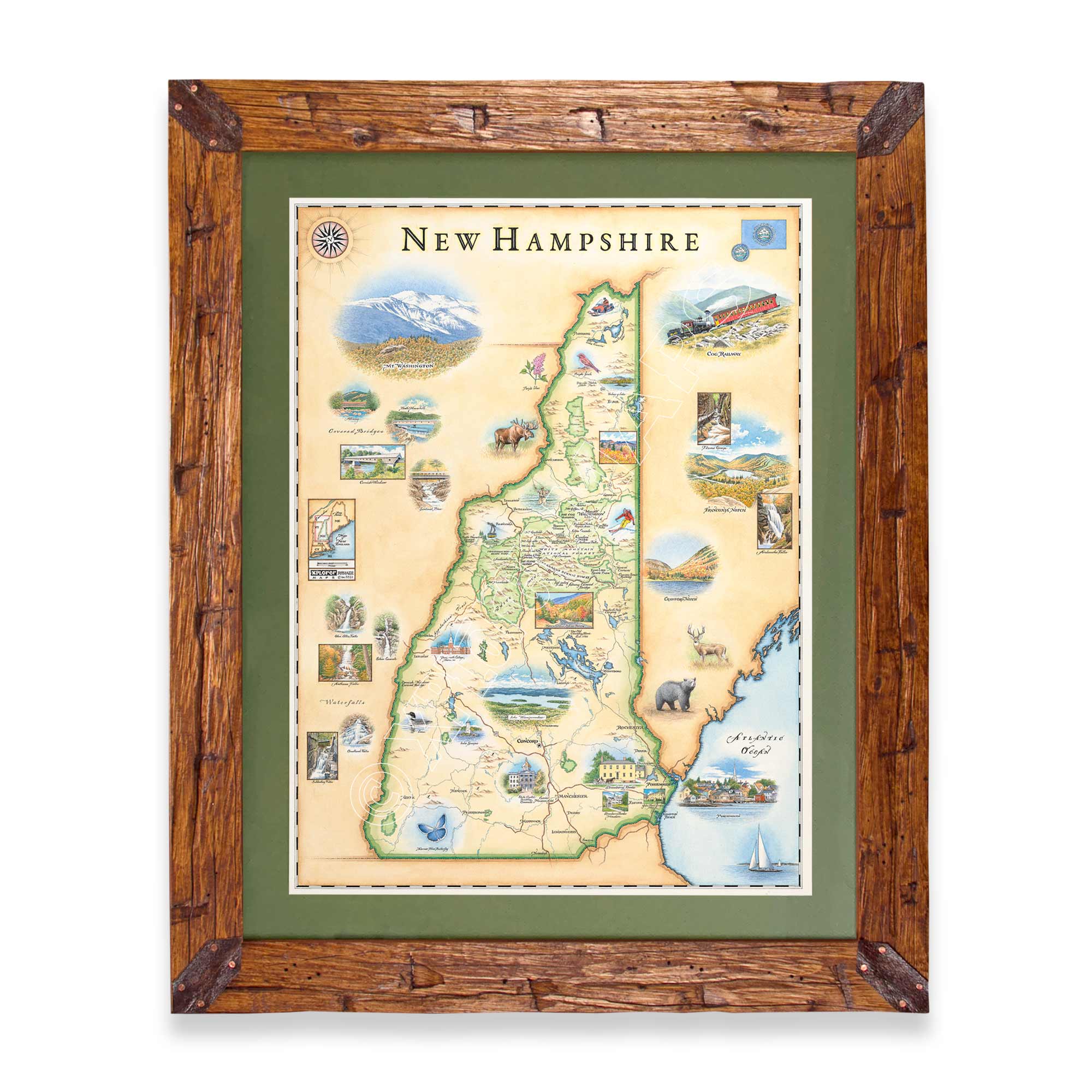 New Hampshire State Hand-Drawn Map - From Where Finds - Map