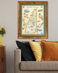 New Hampshire State Hand - Drawn Map - From Where Finds - Map