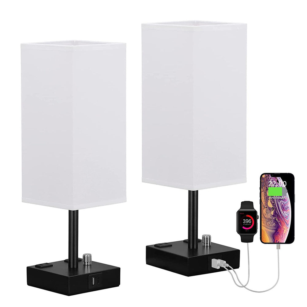 Nightstand Lamp with Outlets - From Where - 