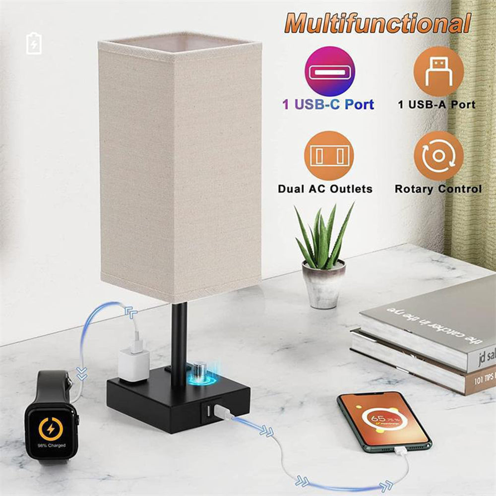 Nightstand Lamp with Outlets - From Where - 