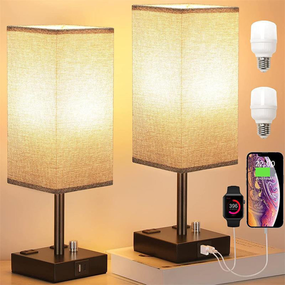 Nightstand Lamp with Outlets - From Where - 