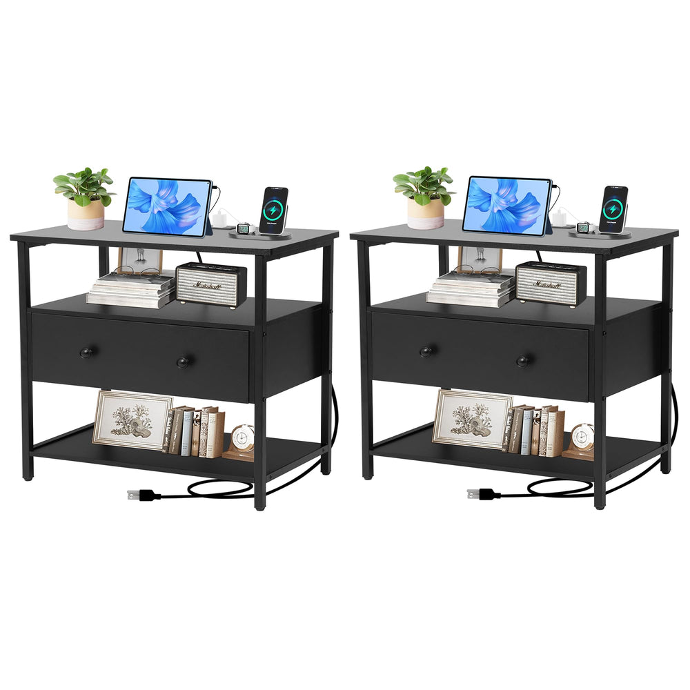 Nightstand with Charging Station (Set of 2) - From Where - 