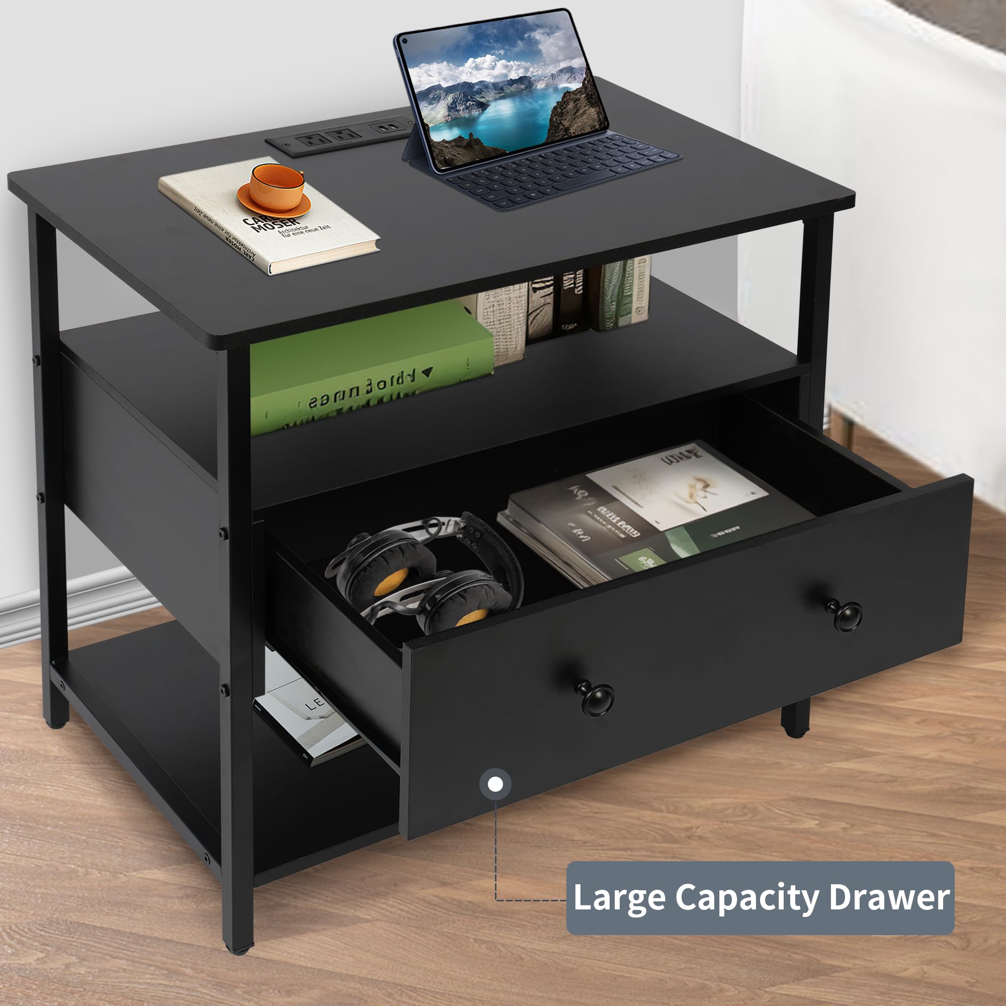 Nightstand with Charging Station (Set of 2) - From Where - 