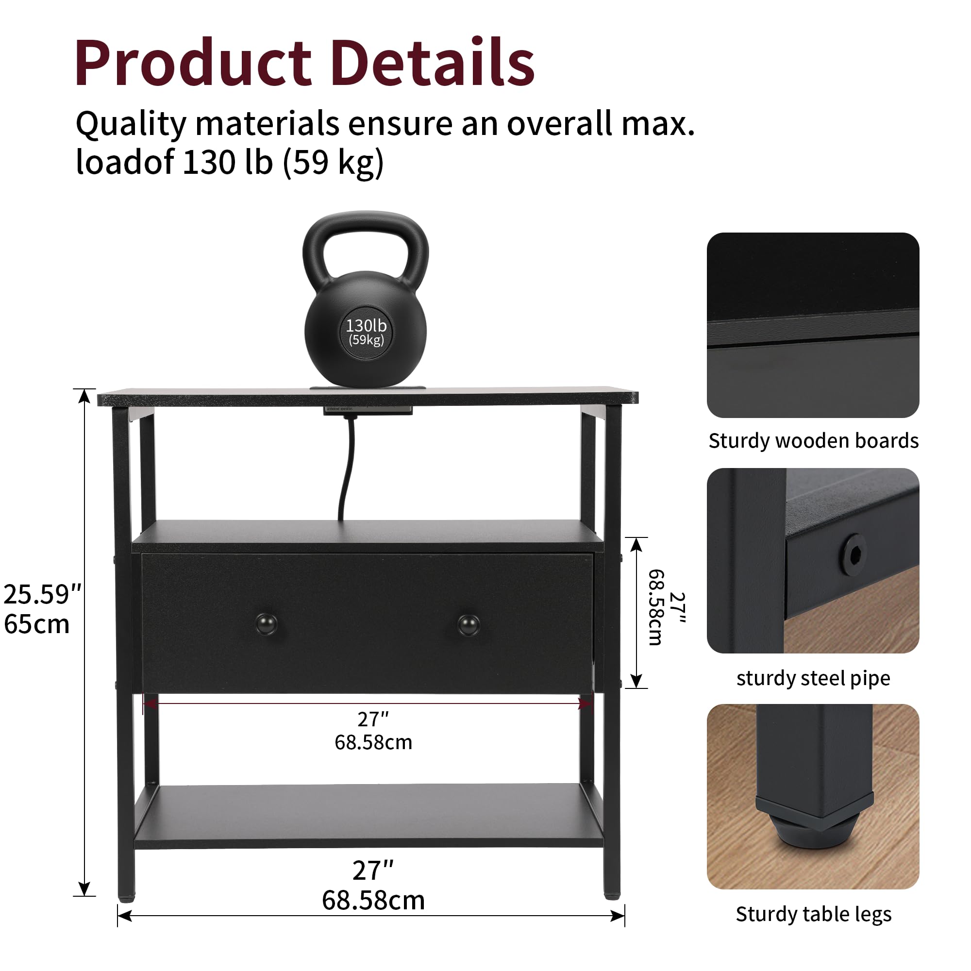 Nightstand with Charging Station (Set of 2) - From Where - 