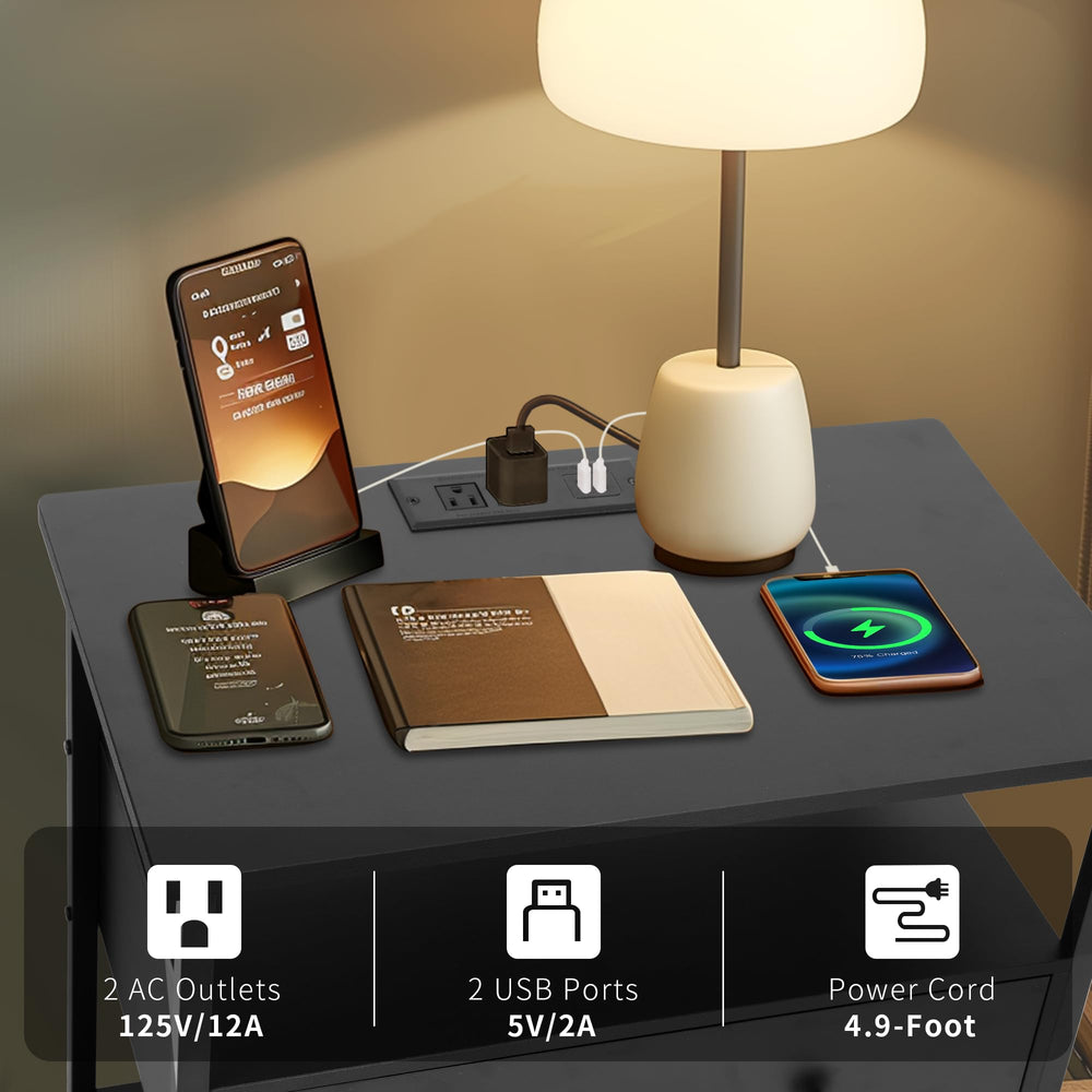 Nightstand with Charging Station (Set of 2) - From Where - 