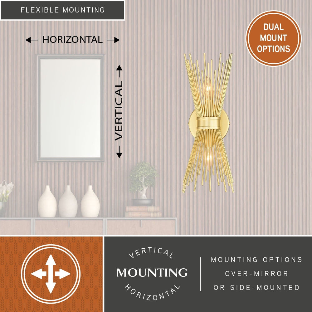 Nikko 2 Light Gold Mid - Century Modern Flush Wall Sconce - From Where - 