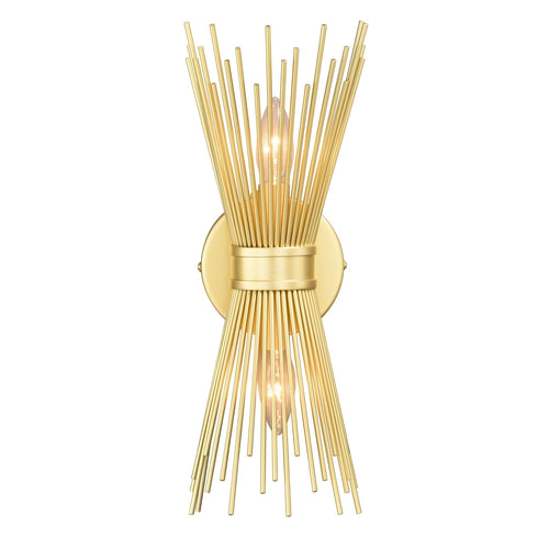 Nikko 2 Light Gold Mid - Century Modern Flush Wall Sconce - From Where - 