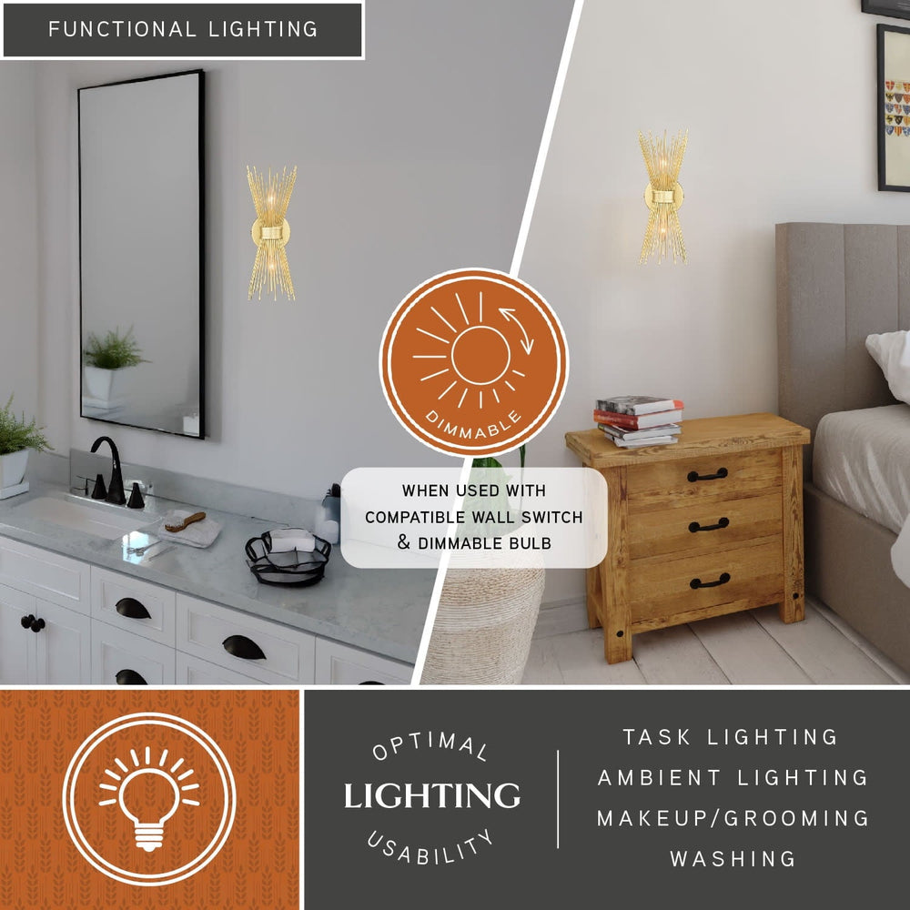 Nikko 2 Light Gold Mid - Century Modern Flush Wall Sconce - From Where - 