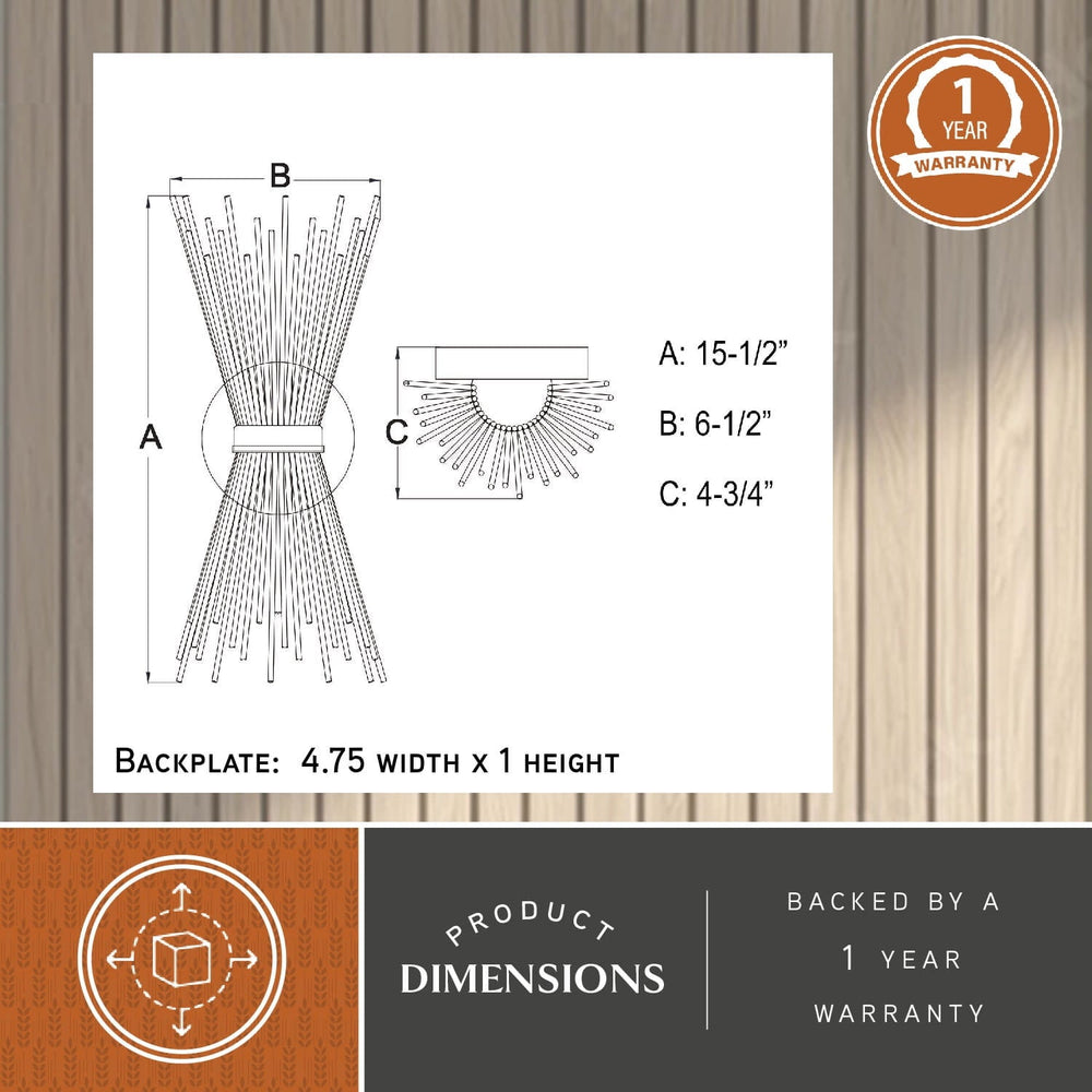 Nikko 2 Light Gold Mid - Century Modern Flush Wall Sconce - From Where - 