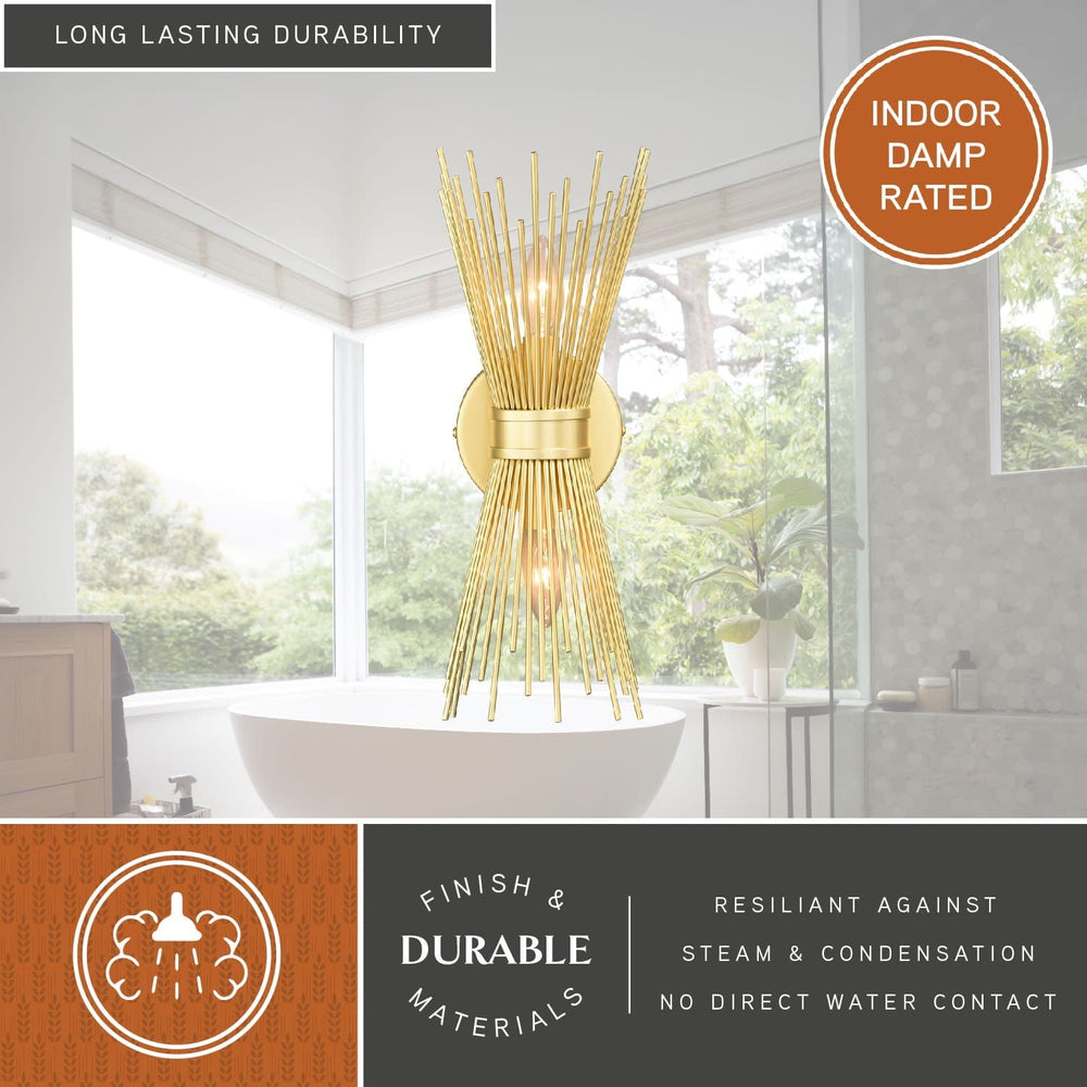 Nikko 2 Light Gold Mid - Century Modern Flush Wall Sconce - From Where - 