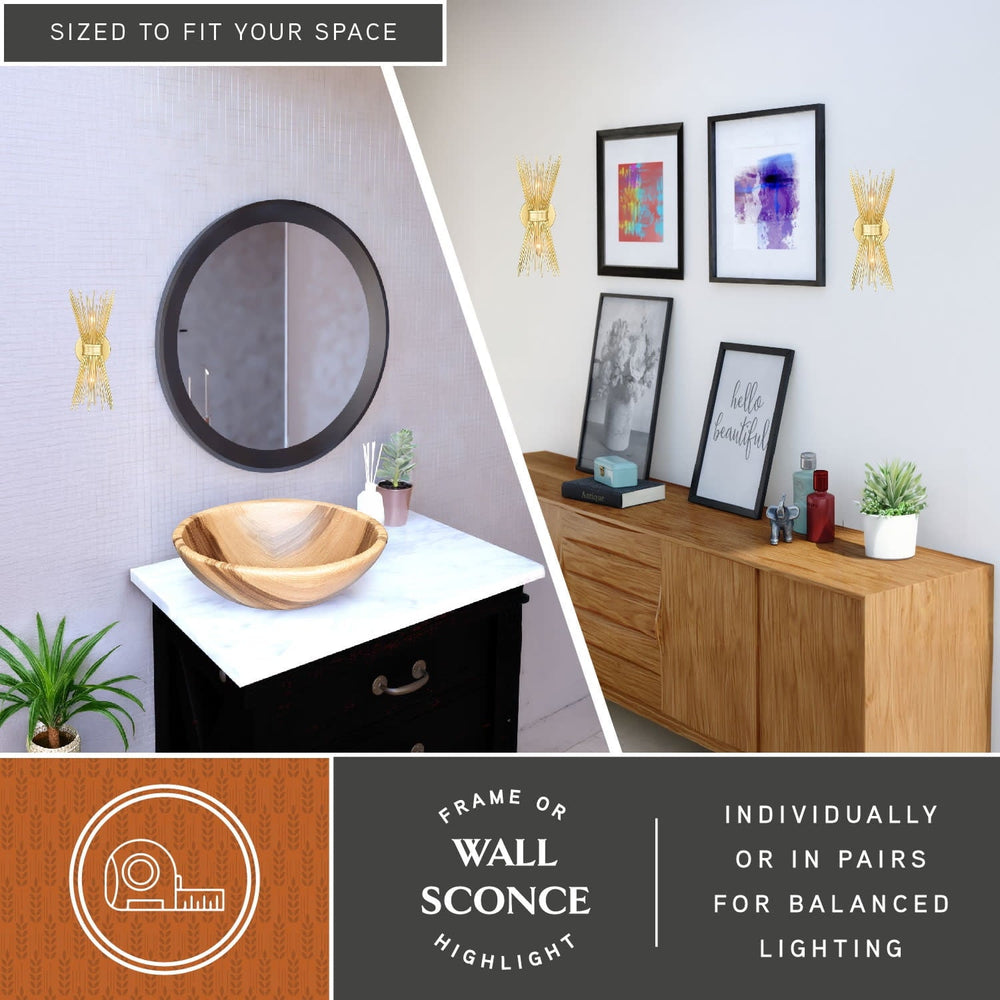 Nikko 2 Light Gold Mid - Century Modern Flush Wall Sconce - From Where - 