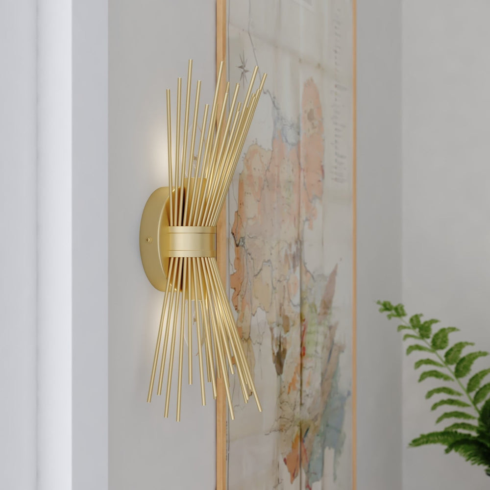 Nikko 2 Light Gold Mid - Century Modern Flush Wall Sconce - From Where - 