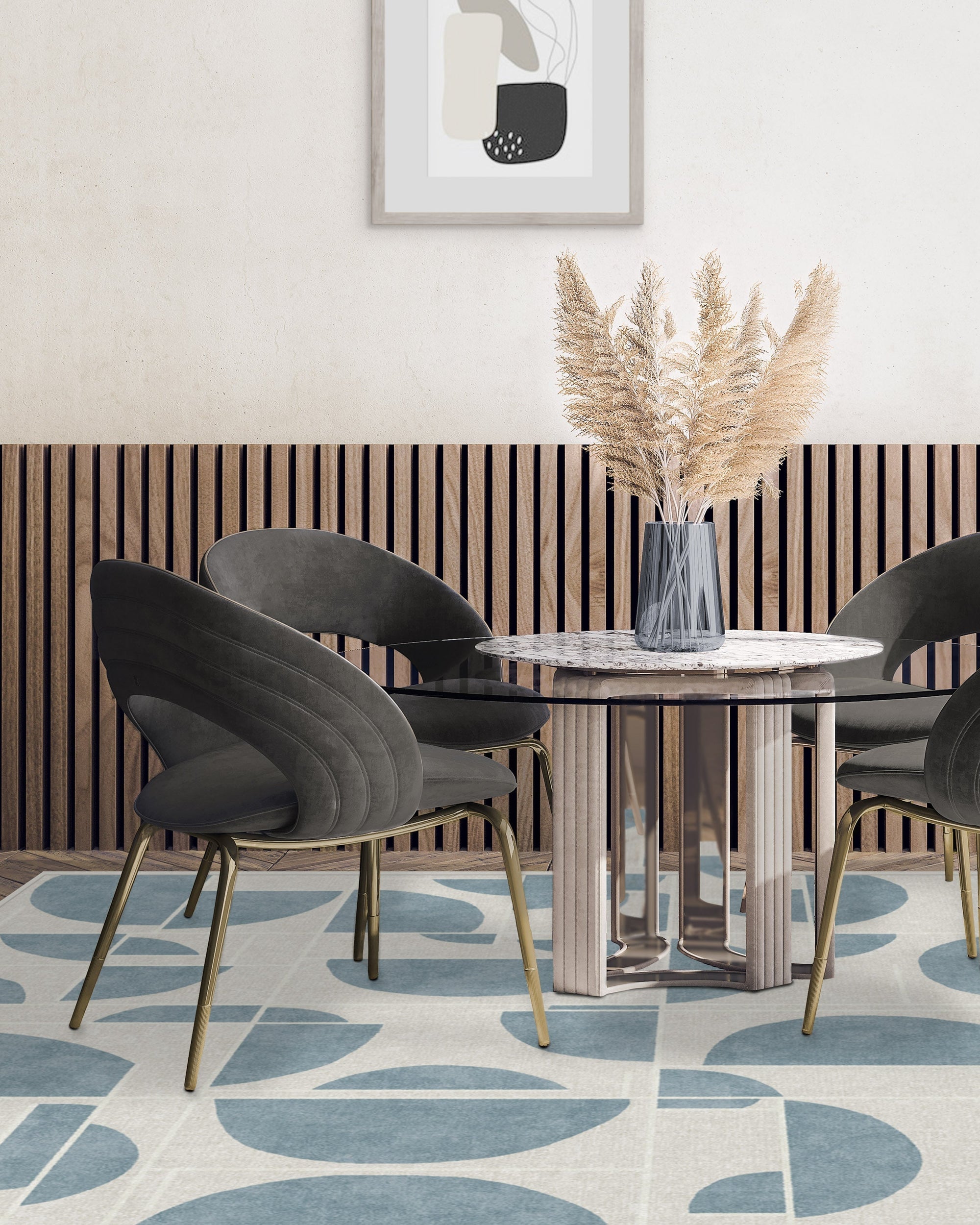 Nina Takesh Lune Slate Blue Rug - From Where - 