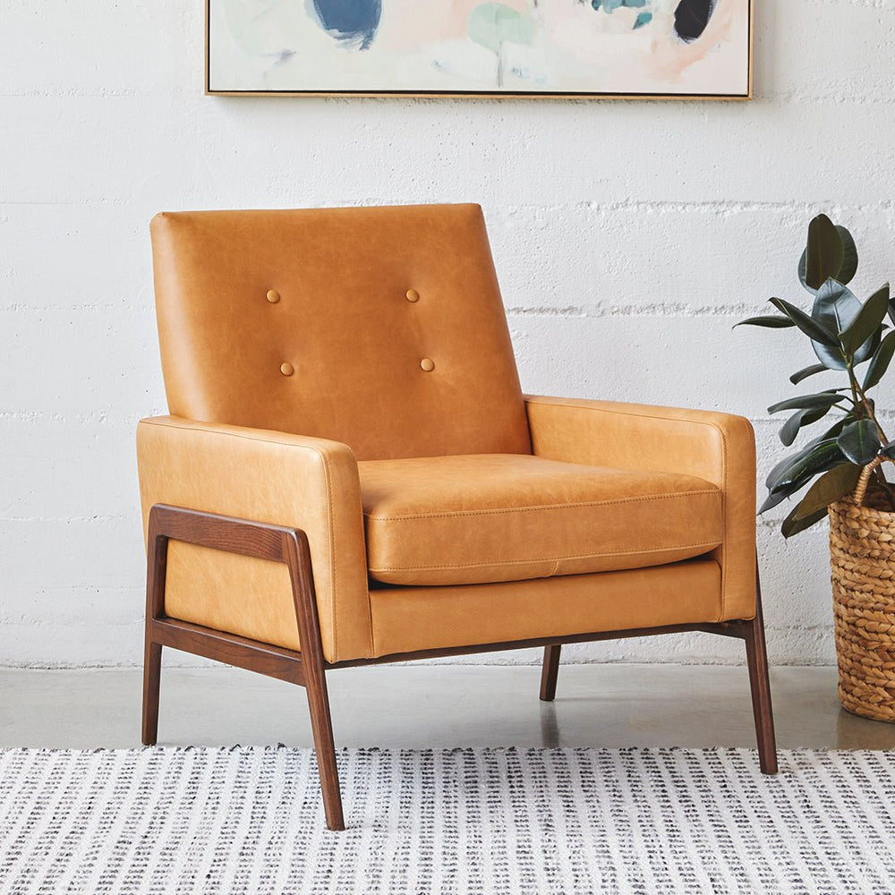Nord 29" Leather Lounge Chair - Charme Tan - From Where - 