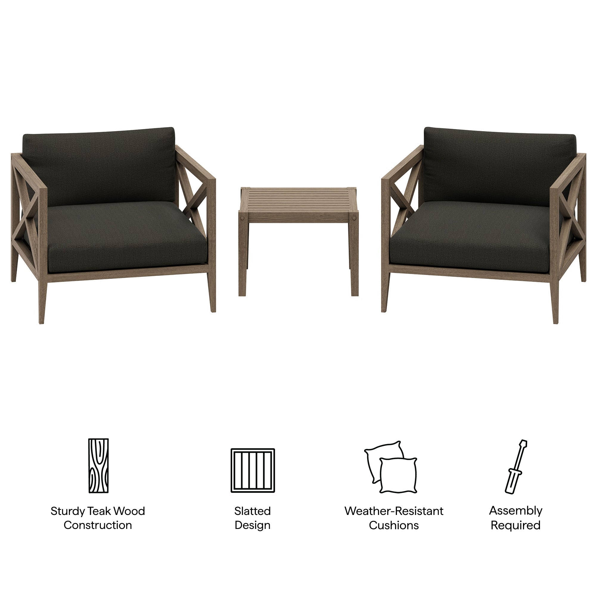 Northlake 3 - Piece Teak Outdoor Chair Set - From Where Finds - 