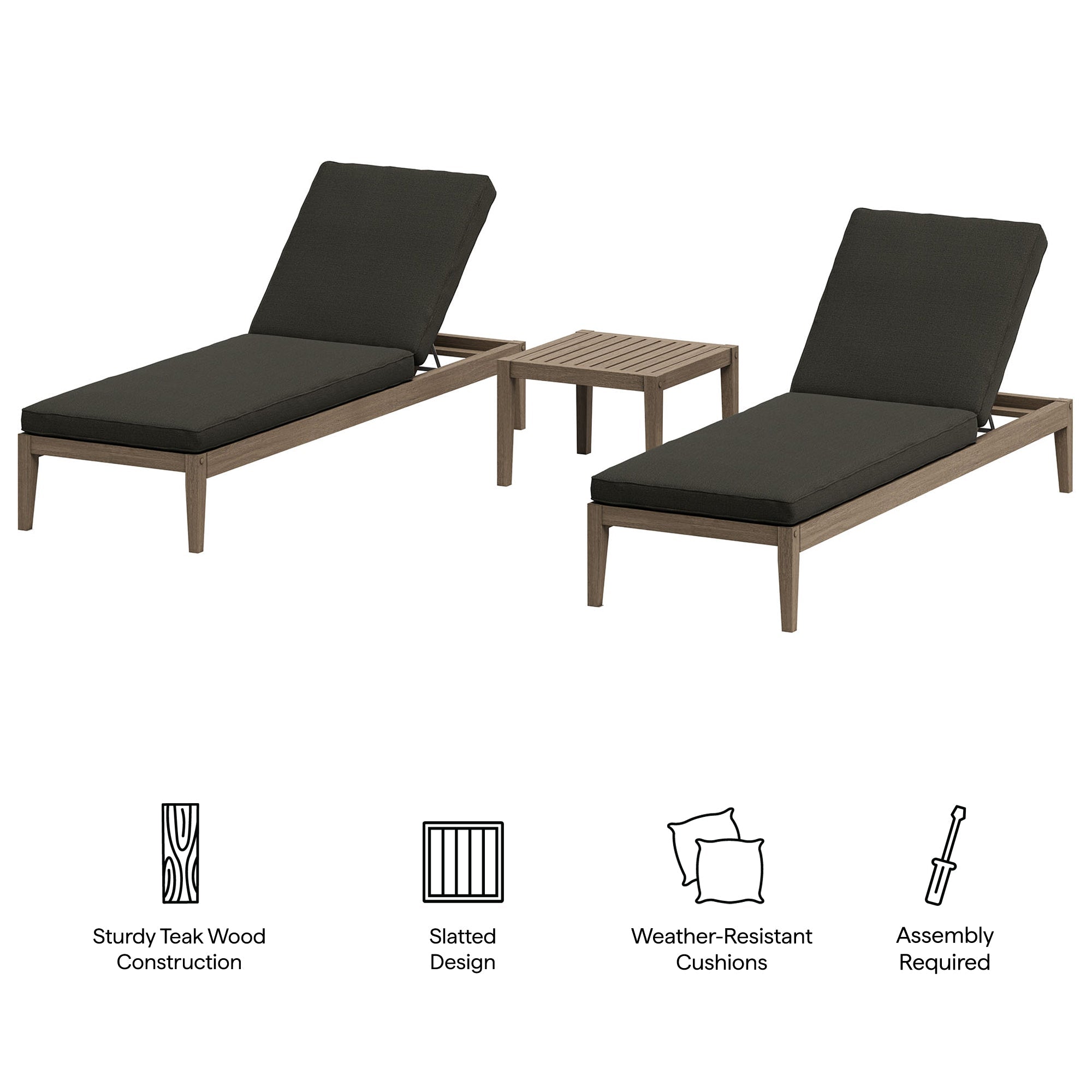 Northlake 3 - Piece Teak Outdoor Chaise Set - From Where Finds - 