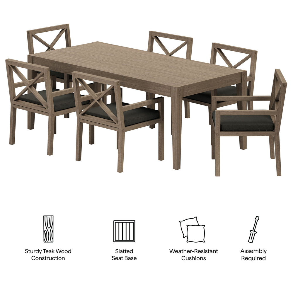 Northlake 7 - Piece Outdoor Teak Wood Dining Set - From Where Finds - 