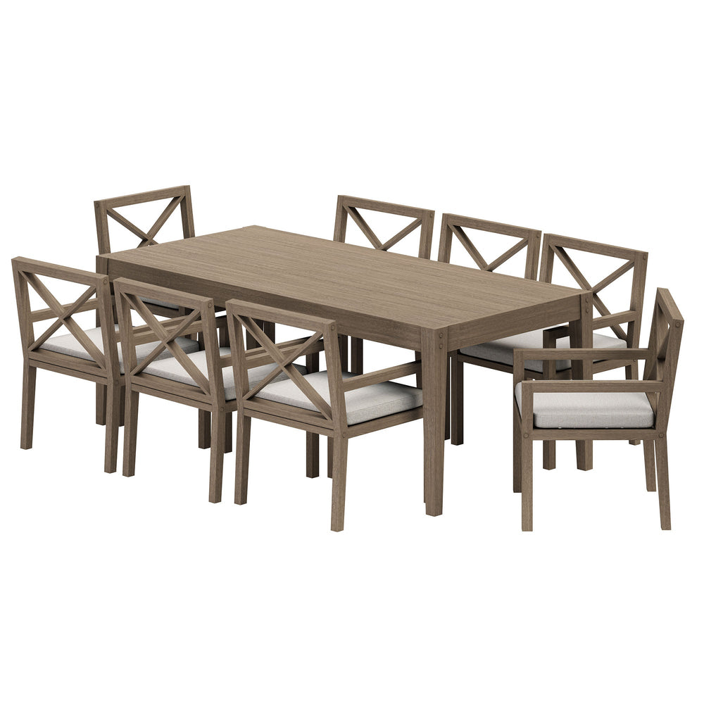 Northlake 9 - Piece Outdoor Teak Wood Dining Set - From Where Finds - 
