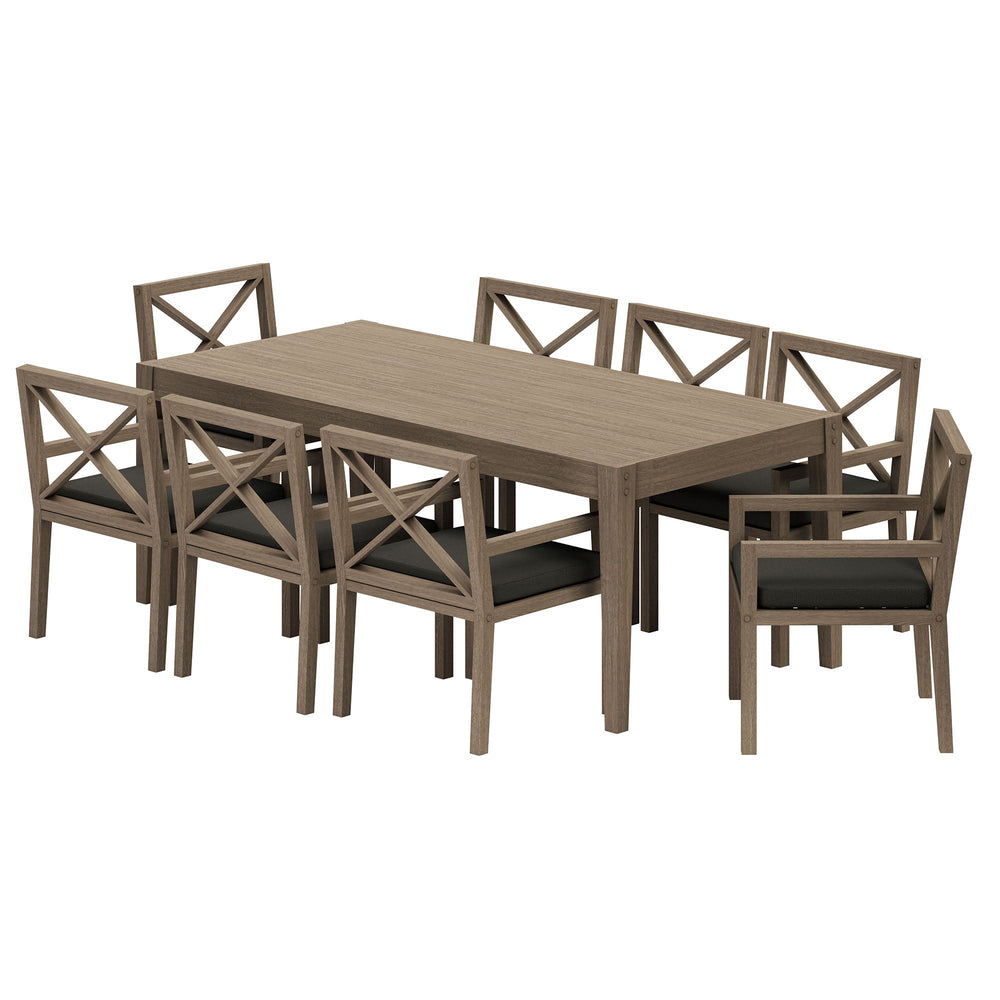 Northlake 9 - Piece Outdoor Teak Wood Dining Set - From Where Finds - 