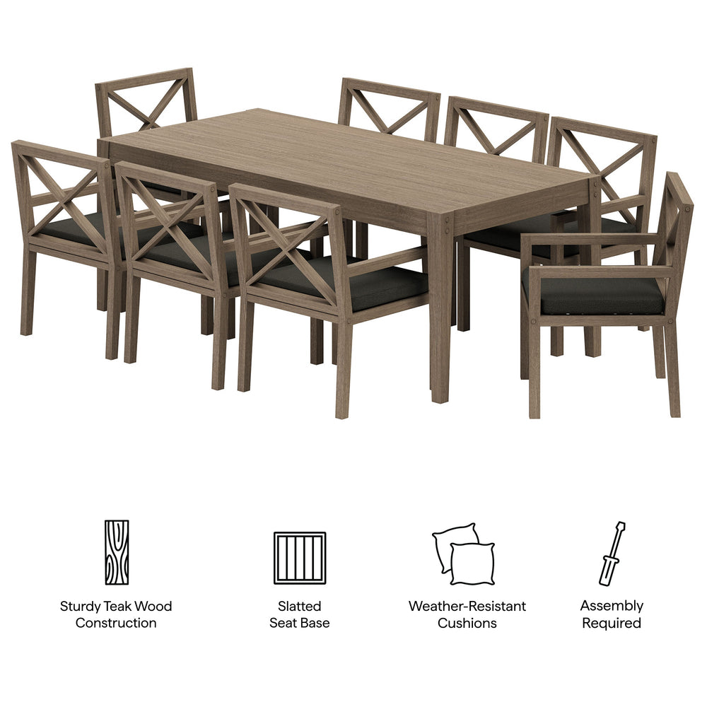 Northlake 9 - Piece Outdoor Teak Wood Dining Set - From Where Finds - 