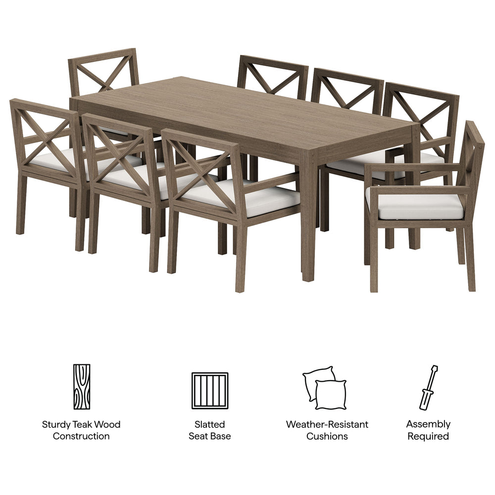 Northlake 9 - Piece Outdoor Teak Wood Dining Set - From Where Finds - 