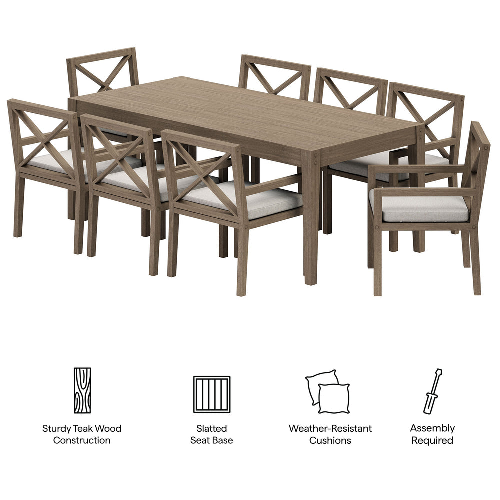 Northlake 9 - Piece Outdoor Teak Wood Dining Set - From Where Finds - 