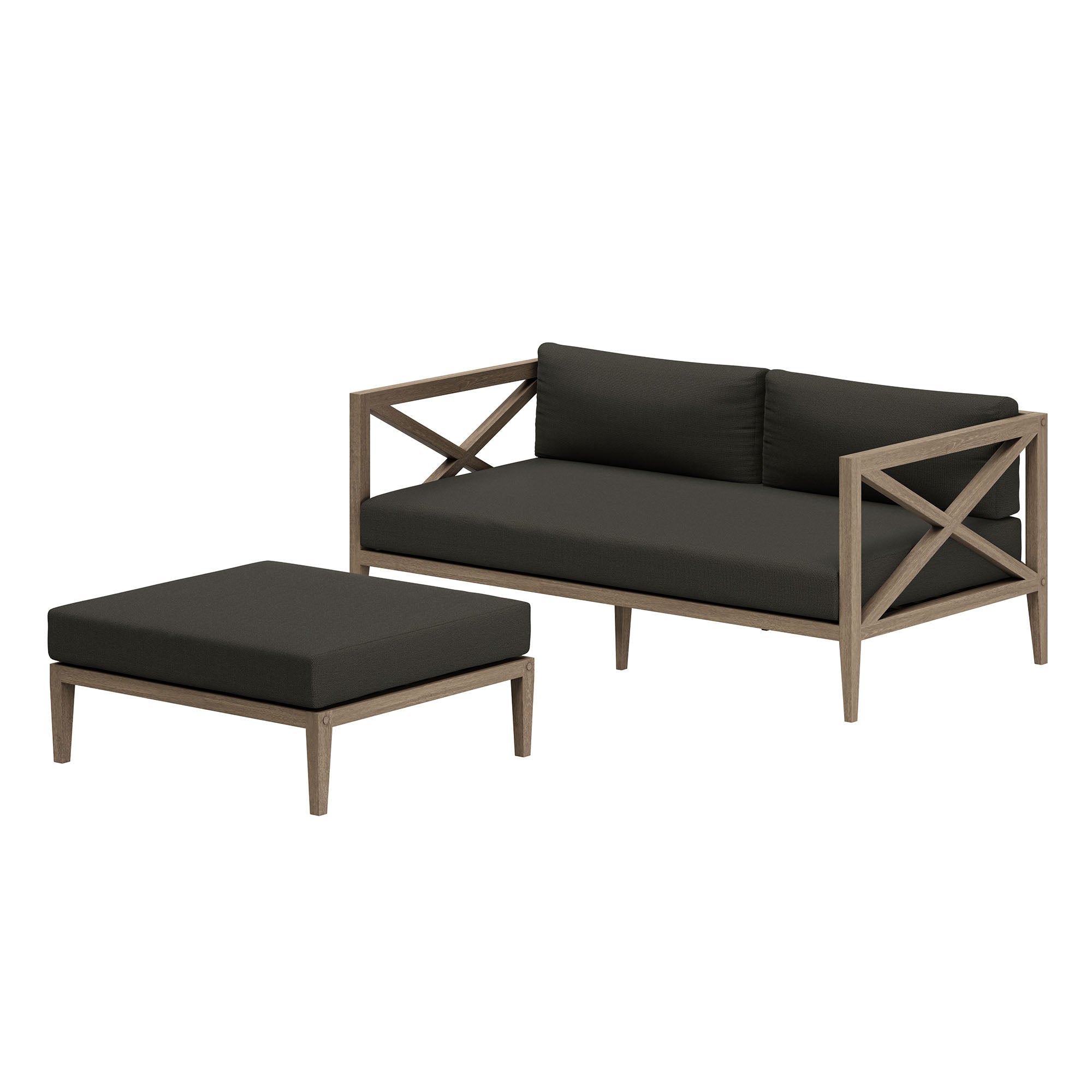 Northlake Outdoor Teak Wood Loveseat and Ottoman Set - From Where Finds - 
