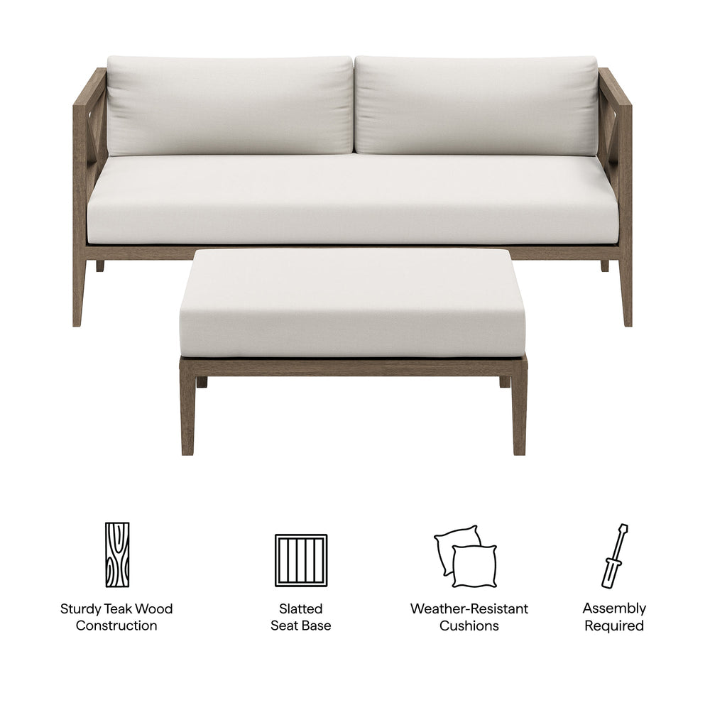Northlake Outdoor Teak Wood Loveseat and Ottoman Set - From Where Finds - 